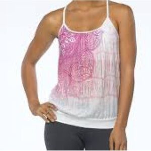 Prana Sleeveless Pink Ombre Floral Print Tank Top Sz L